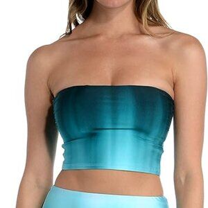 LA BLANCA Bandeau "Midkini" Bikini Swimsuit Top in Turquoise//Ocean Oasis